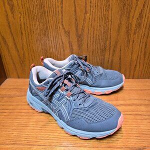 Asics Gel-Venture 8 Running Shoes Sneakers Womens Size 8 Gray Pink Orange Trail